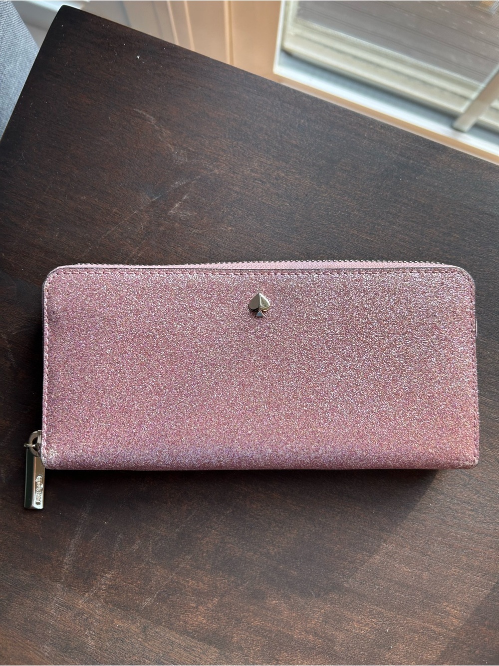 Kate Spade Glitter Zip-Around Wallet — Sparkling Rose